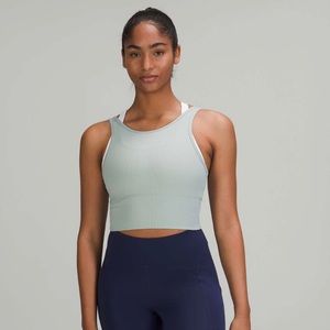 Lululemon power pivot ribbed tank top, like new! Worn twice.Size 6, silver blue